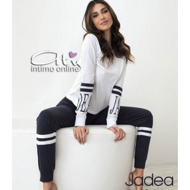 Pigiama Jadea J3137 bianco e blu scuro pigiami donna