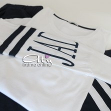 Pigiama Jadea J3137 bianco e blu scuro pigiami donna