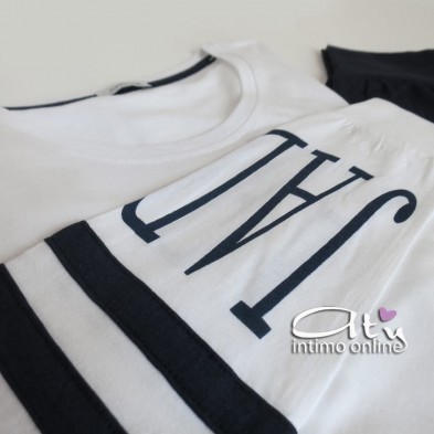 Pigiama Jadea J3137 bianco e blu scuro pigiami donna