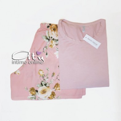 Pigiama donna estivo MagicDream nightwear fibra bambù pantaloncino floreale