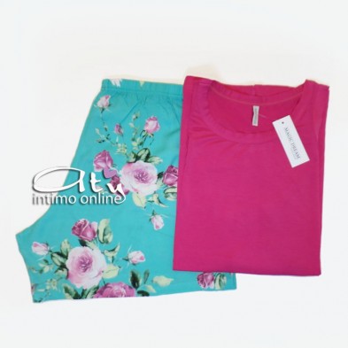 Pigiama donna estivo MagicDream nightwear fibra bambù pantaloncino floreale
