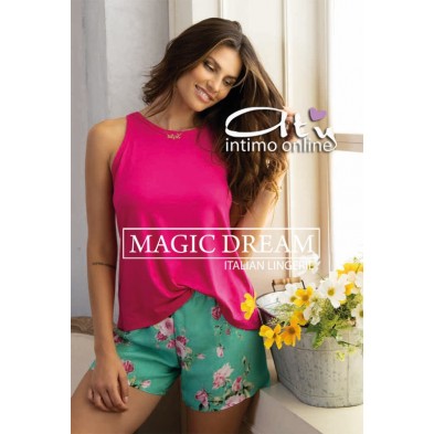 Pigiama donna estivo MagicDream nightwear fibra bambù pantaloncino floreale
