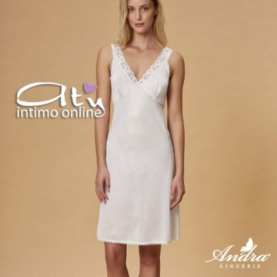 sottoveste bianca seta nera Andra Lingerie 80 spalla larga con pizzo