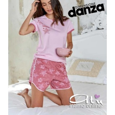 Pigiama Dimensioni Danza rosa con t-shirt + shorts stellato