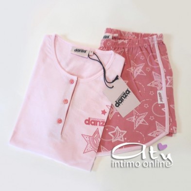 Pigiama Dimensioni Danza rosa con t-shirt + shorts stellato