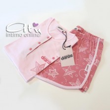 Pigiama Dimensioni Danza rosa con t-shirt + shorts stellato
