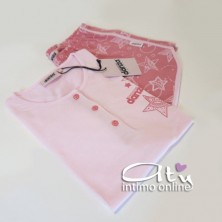 Pigiama Dimensioni Danza rosa con t-shirt + shorts stellato