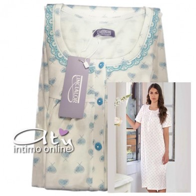 Linclalor camicia da notte mezza manica con carrè 74458