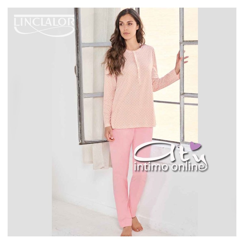 Linclalor pigiama estivo manica lunga con pallini bicolor 74488