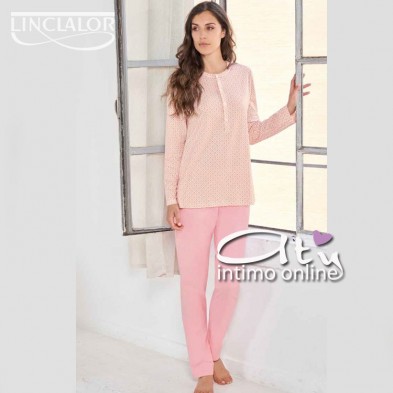 Linclalor pigiama estivo manica lunga con pallini bicolor 74488