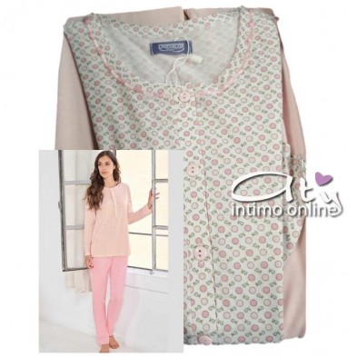 Linclalor pigiama estivo manica lunga con pallini bicolor 74488