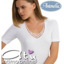 Maglia M/M Antonella BF14 cotone felpato inserto macramè