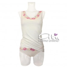 Jadea intimo donna Chic top e slip tulle pizzo e cotone