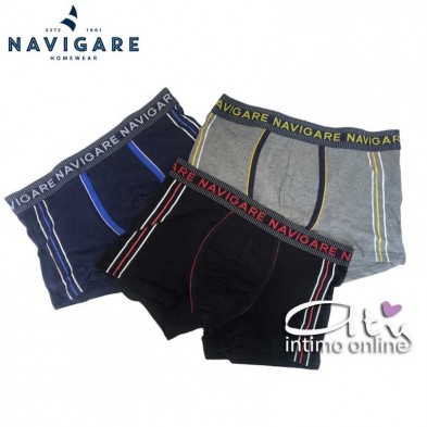Navigare boxer Tris liscio con elastico esterno Nero, navy, grigio