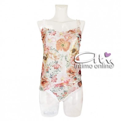 Jadea Chic top + mutandina donna tulle floreale