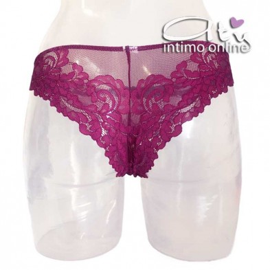 Completo reggiseno balconcino in pizzo rubino + brasiliano intimo