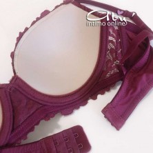 Completo reggiseno balconcino in pizzo rubino + brasiliano intimo
