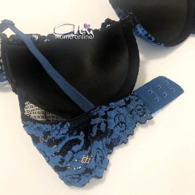 Jadea moda chic completino nero e pizzo petrolio