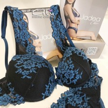 Jadea moda chic completino nero e pizzo petrolio