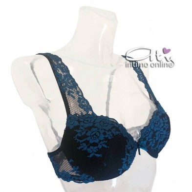 Jadea moda chic completino nero e pizzo petrolio