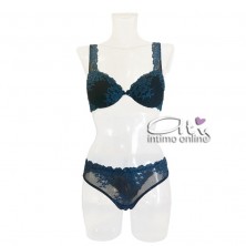 Jadea moda chic completino nero e pizzo petrolio
