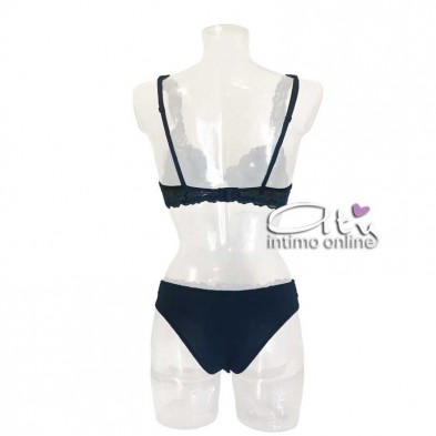 Jadea moda chic completino nero e pizzo petrolio