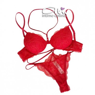 Lormar completo rosso con reggiseno e brasiliana sexy