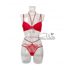 Lormar completo rosso con reggiseno e brasiliana sexy