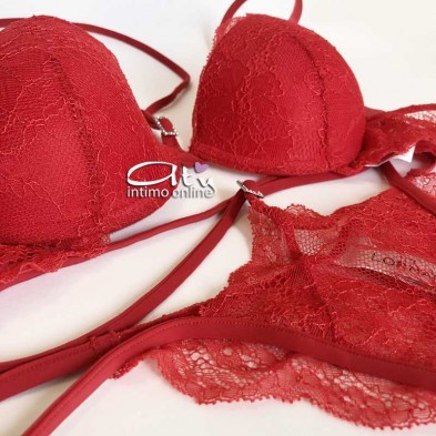 Lormar completo rosso con reggiseno e brasiliana sexy