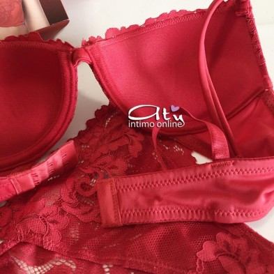 Completo con reggiseno Pushup rosso Infiore