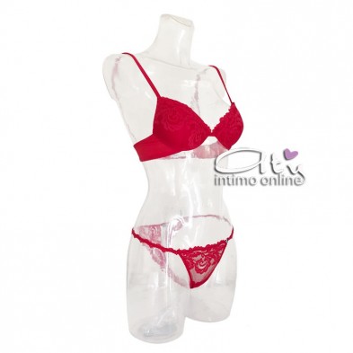 Completo con reggiseno Pushup rosso Infiore