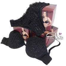 Jadea completo push-up con brillanti righe floccate glitter