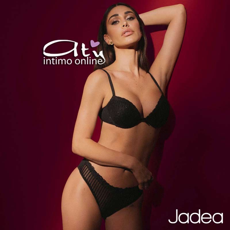 Jadea completo push-up con brillanti righe floccate glitter