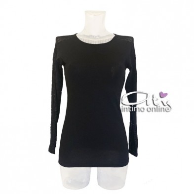 Jadea Galà maglia con brillanti righe floccate glitter
