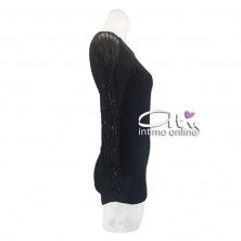 Jadea Galà maglia con brillanti righe floccate glitter