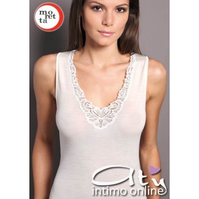 Canottiera lana/seta inserto macramè Moretta T5000 Pack 3 PZ