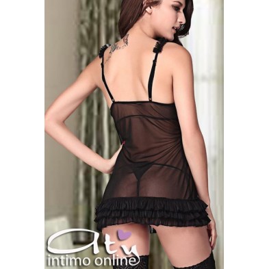 COMPLETINO Sottoveste Chemise con perizoma Kalia Black