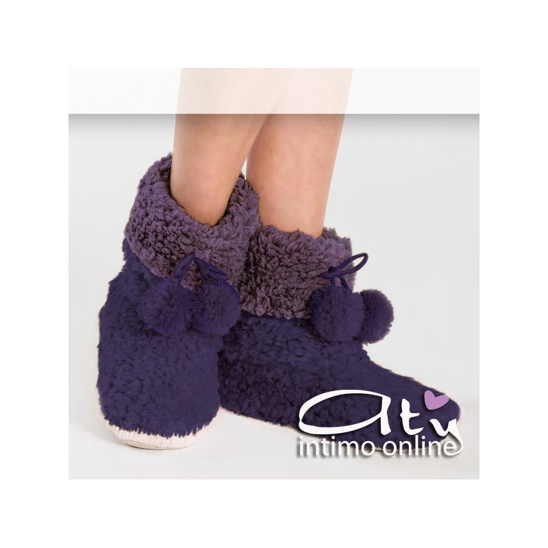 Pantofole Donna HY5038 BLU e PomPom