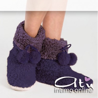 Pantofole Donna HY5038 BLU e PomPom