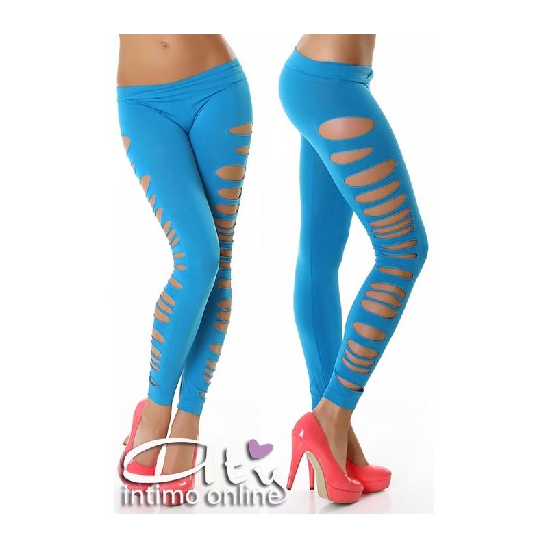 Leggings donna microfibra stretch 79308 Azzurro