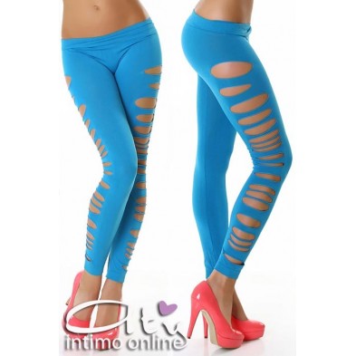 Leggings donna microfibra stretch 79308 Azzurro