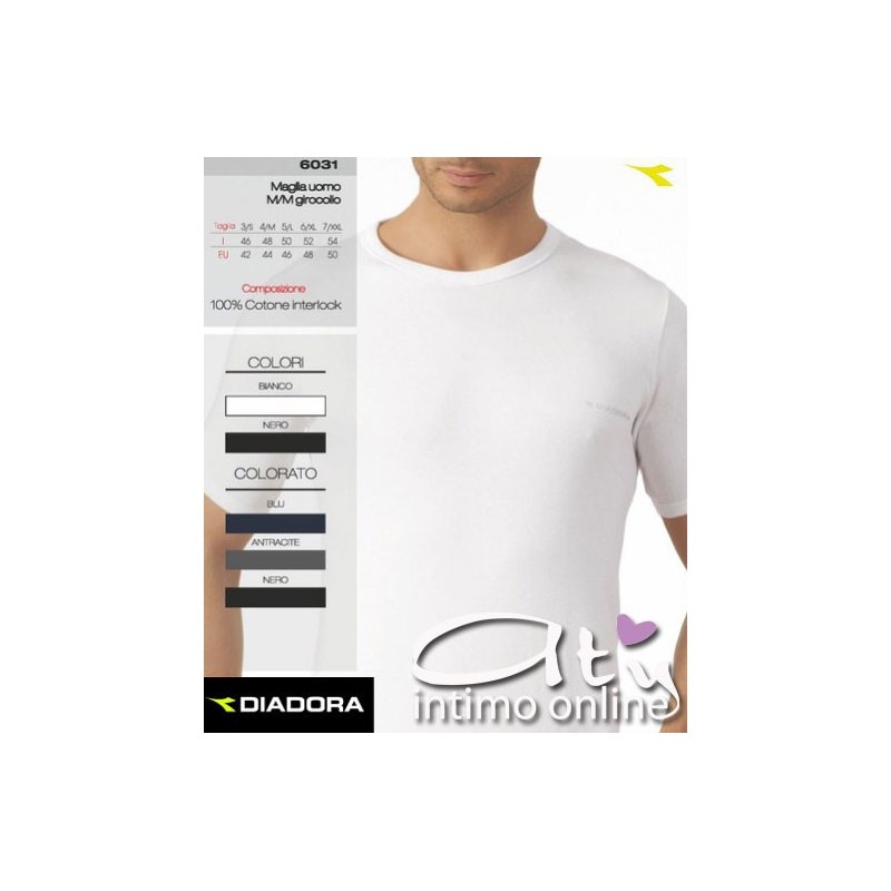 Diadora 6031 Girocollo maschile a manica corta. Pack 3 PZ