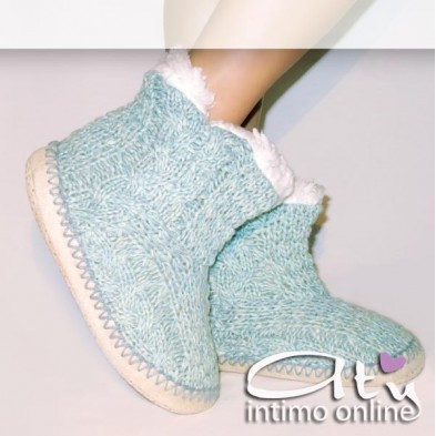 Pantofola scarponcino SMILE HY6021 azzurro acqua
