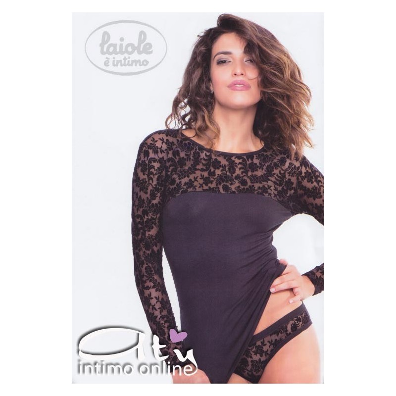 Maglietta Tulle Floccato Lajole P63