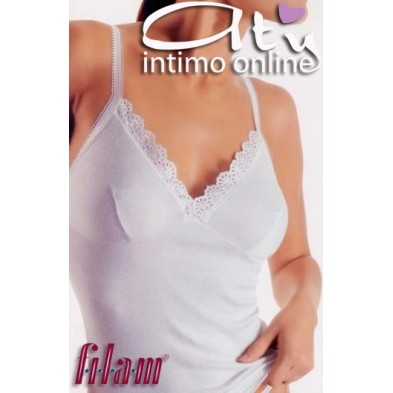 Maglia intima da donna Filam con spallino sottile e merletto di pizzo