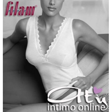 Filam 2741 maglia intima da donna misto lana a V Merlata 