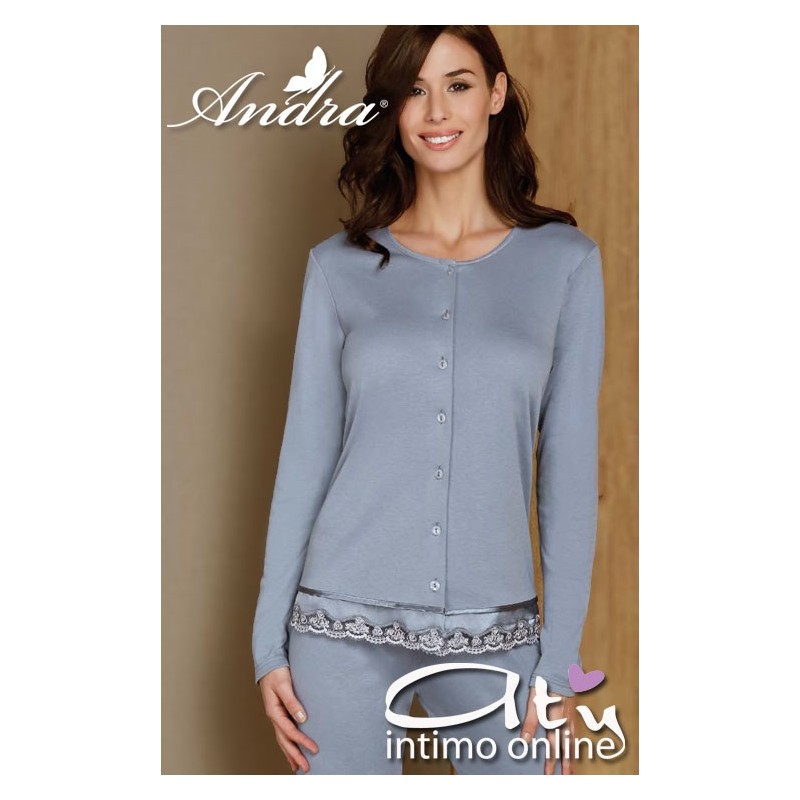 Pigiama aperto con raso Andra Lingerie 7878
