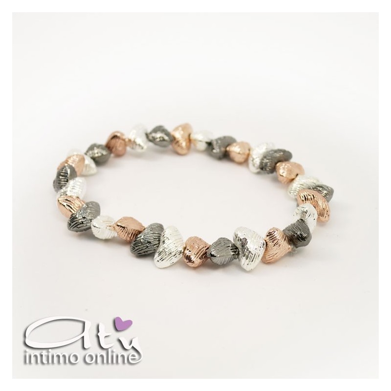 Bracciale cuoricini pietre zigrinate