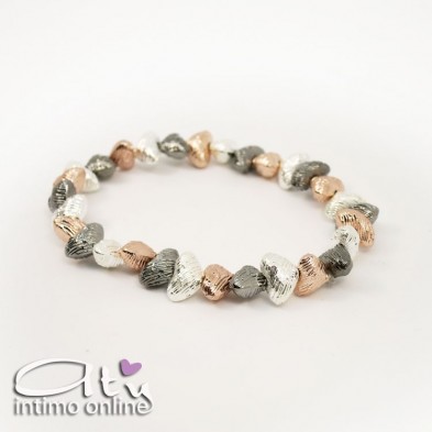 Bracciale cuoricini pietre zigrinate