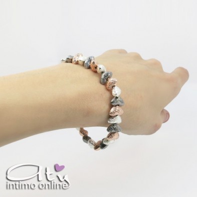 Bracciale cuoricini pietre zigrinate